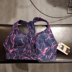 Avia Navy Sports Bra with Pink Floral Accent